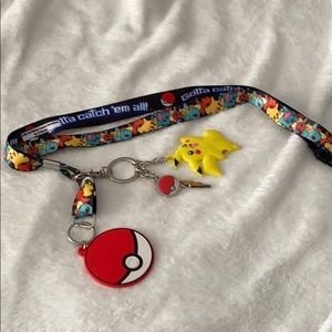 Pokémon Lanyard + Additional Pikachu Keychain